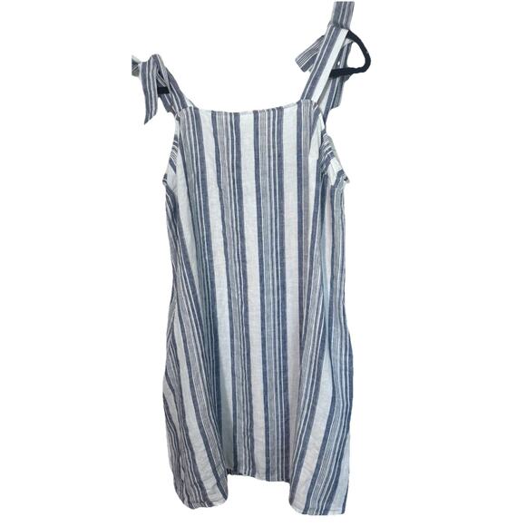 Crown And Ivy 100% Linen Dress/ Cover-up Sz XL Blue White Stripe Beach Nautical - Picture 1 of 6